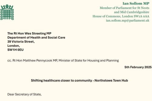 Picture of start of Ian's letter to the Health Secretary