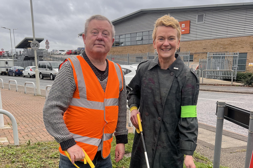 Councillors Rose Moore and Steve Hall at Montrose Road and New Dukes Way