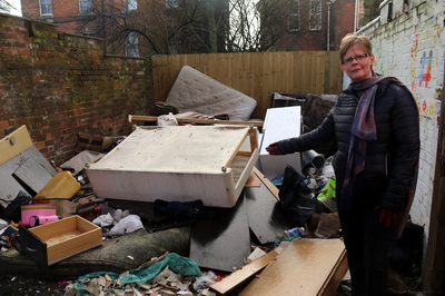 Rebecca Trimnell and the fly tipped rubbish