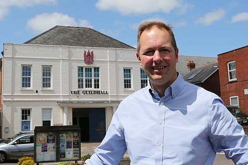 Richard Foord pictured in front of Axminster Guildhall