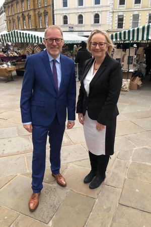 Paul Hodgkinson, leader of Gloucestershire Lib Dems, and MEP Julie Girling