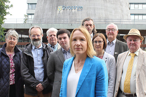 Helen and Lib Dem councillors outside Shirehall