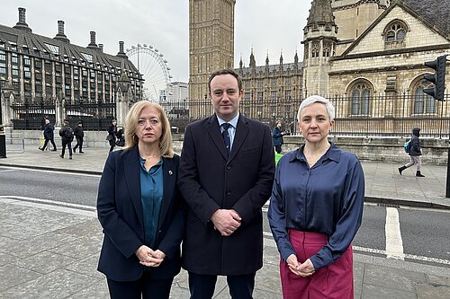 Alex with fellow Hampshire Lib Dem MPs; Danny Chambers and Liz Jarvis.