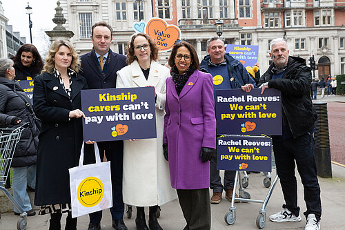 Kinship Carers campaigning outside the Treasury