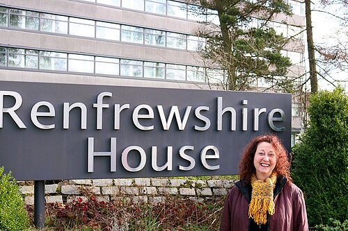 Anne Hannigan outside Renfrewshire House