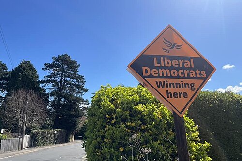 A picture of a Liberal Democrats sign