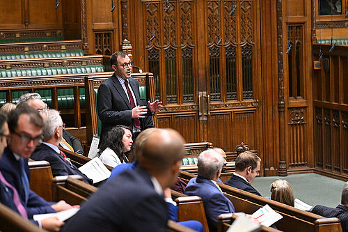 Tom Gordon speaking in the House of Commons Chamber