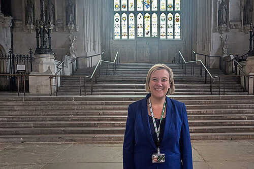 Lisa on her first day at Westminster