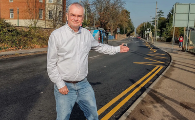 Jeremy Hilton in Horton Road following its resurfacing