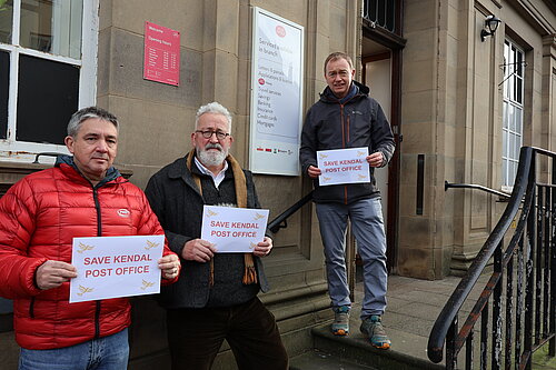 Tim with local campaigners outside Kendal Post Office