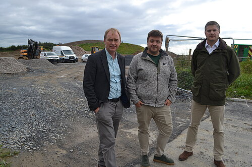 Tim and local Lib Dem campaigners by the development on Allithwaite Road