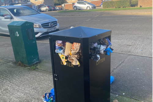 Overflowing bins in Purbeck Court