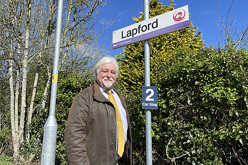 Cllr. Steve Keable at Lapford Station, Tarka Line.