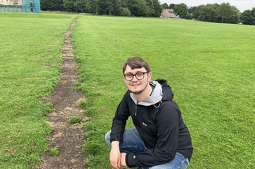 picture of the refilled trench in Clermiston Park