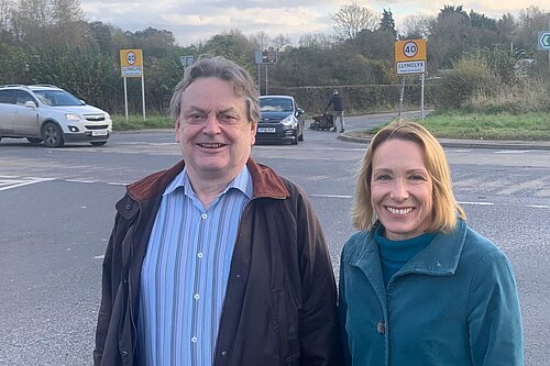 Helen with local campaigner Duncan Borrowman at the A483