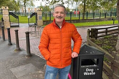 Jonathan with one of the new bins 