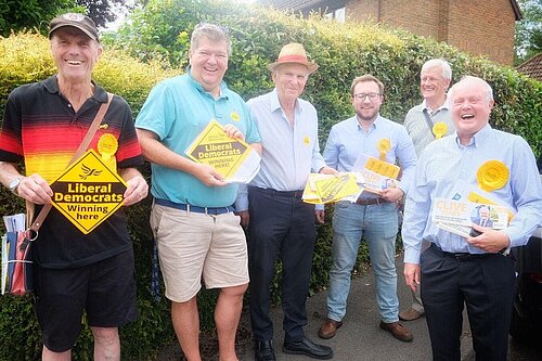 Vince Cable in Wokingham with Clive and others