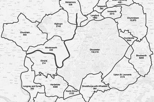 The map of Greater Gloucester