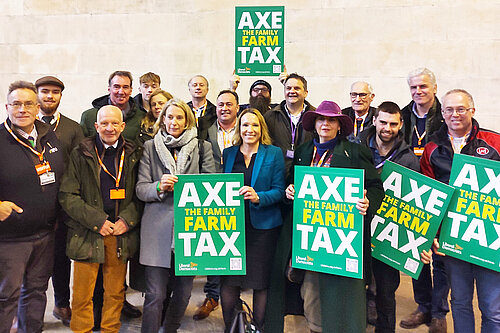 Helen with Family Farm Tax protesters at Westminster