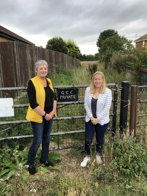 Councillor Linda Castle and Sarah Sawyer at the Paygrove Lane site