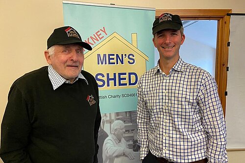 Liam McArthur celebrating Orkney Men’s Sheds in 2023.