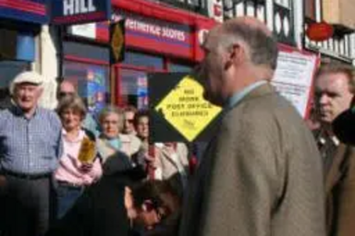 Tom Smith-Hughes addressing the crowd at Broomfield Tesco