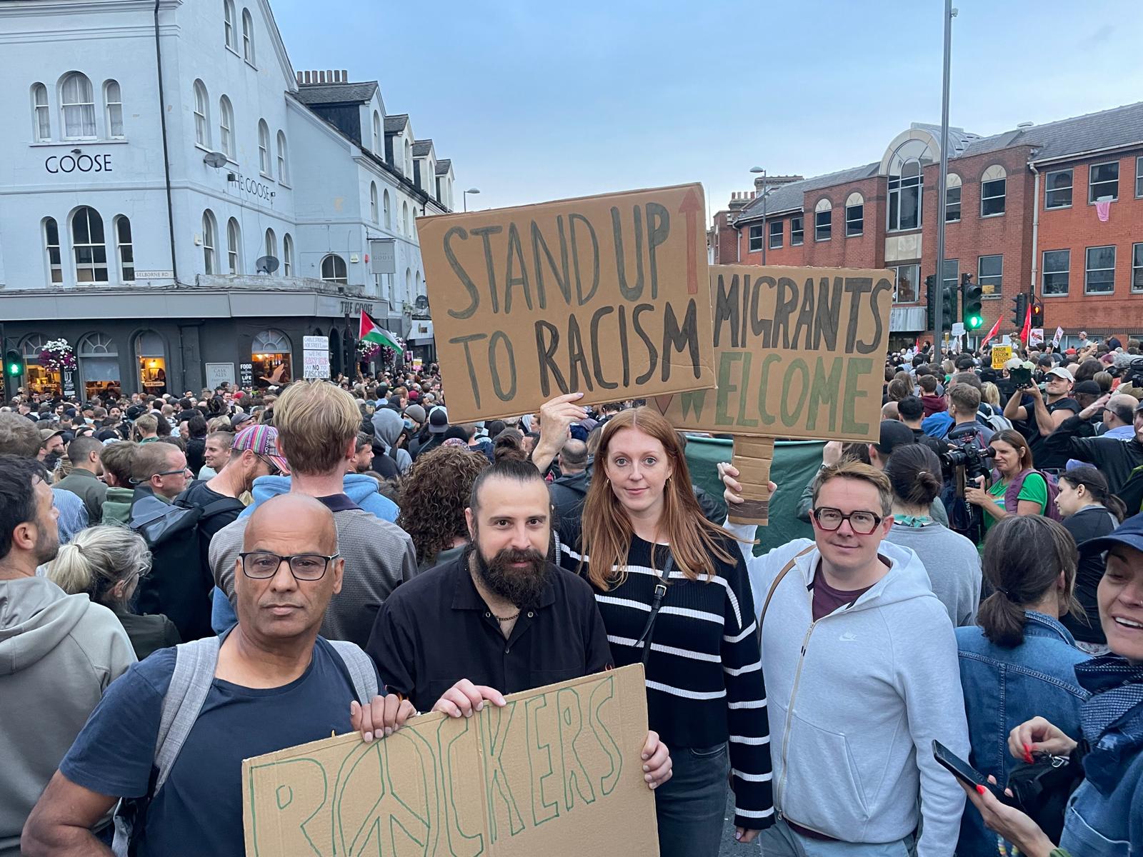 Liberal Democrats attend the anti-racism protest in Walthamstow